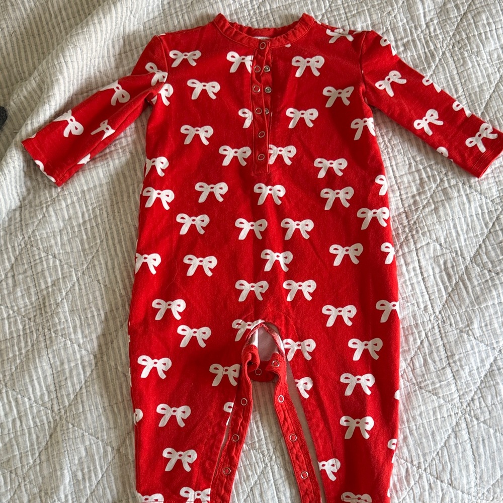 Hanna Andersson Red Bow-Print girls One-Piece 2T